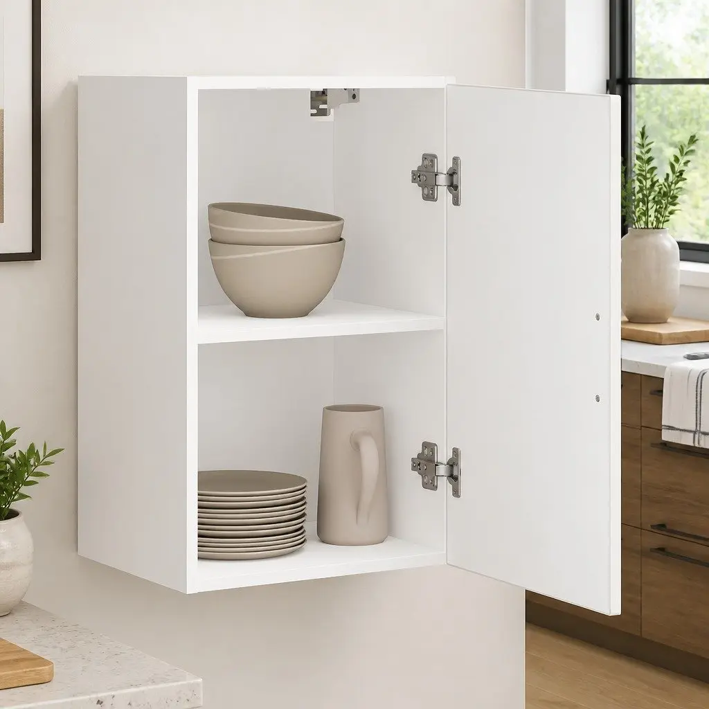 White Engineered Wood Wall-Mounted Kitchen Cabinet
