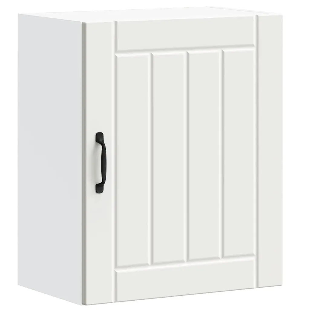 White Engineered Wood Kitchen Wall Cabinet with Glass Door