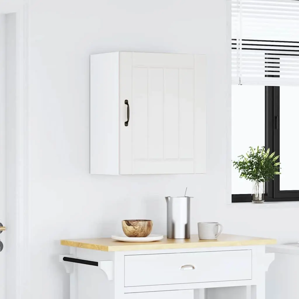 White Engineered Wood Kitchen Wall Cabinet with Glass Door