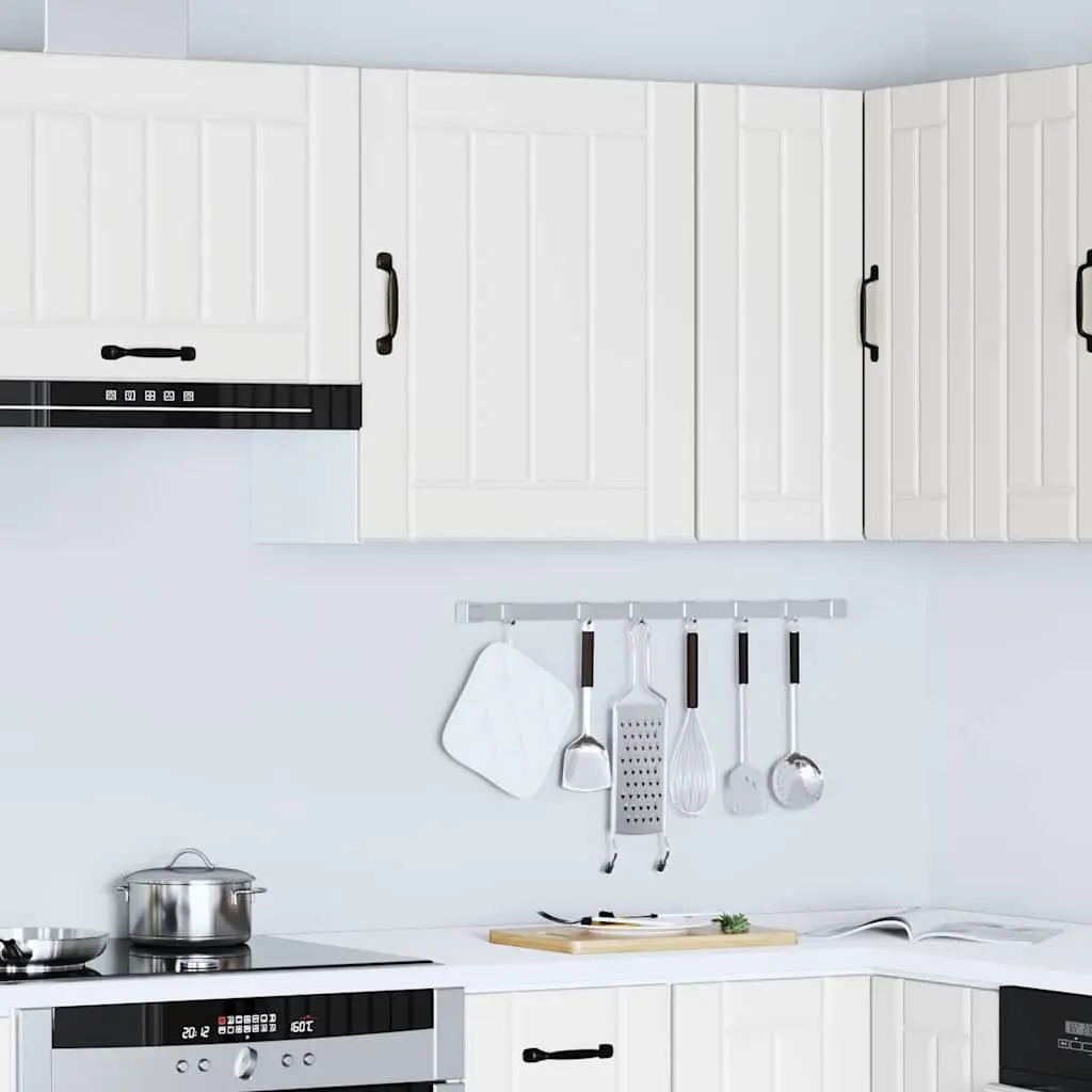 White Engineered Wood Kitchen Wall Cabinet with Glass Door