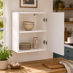 White Engineered Wood Kitchen Wall Cabinets 2 pcs