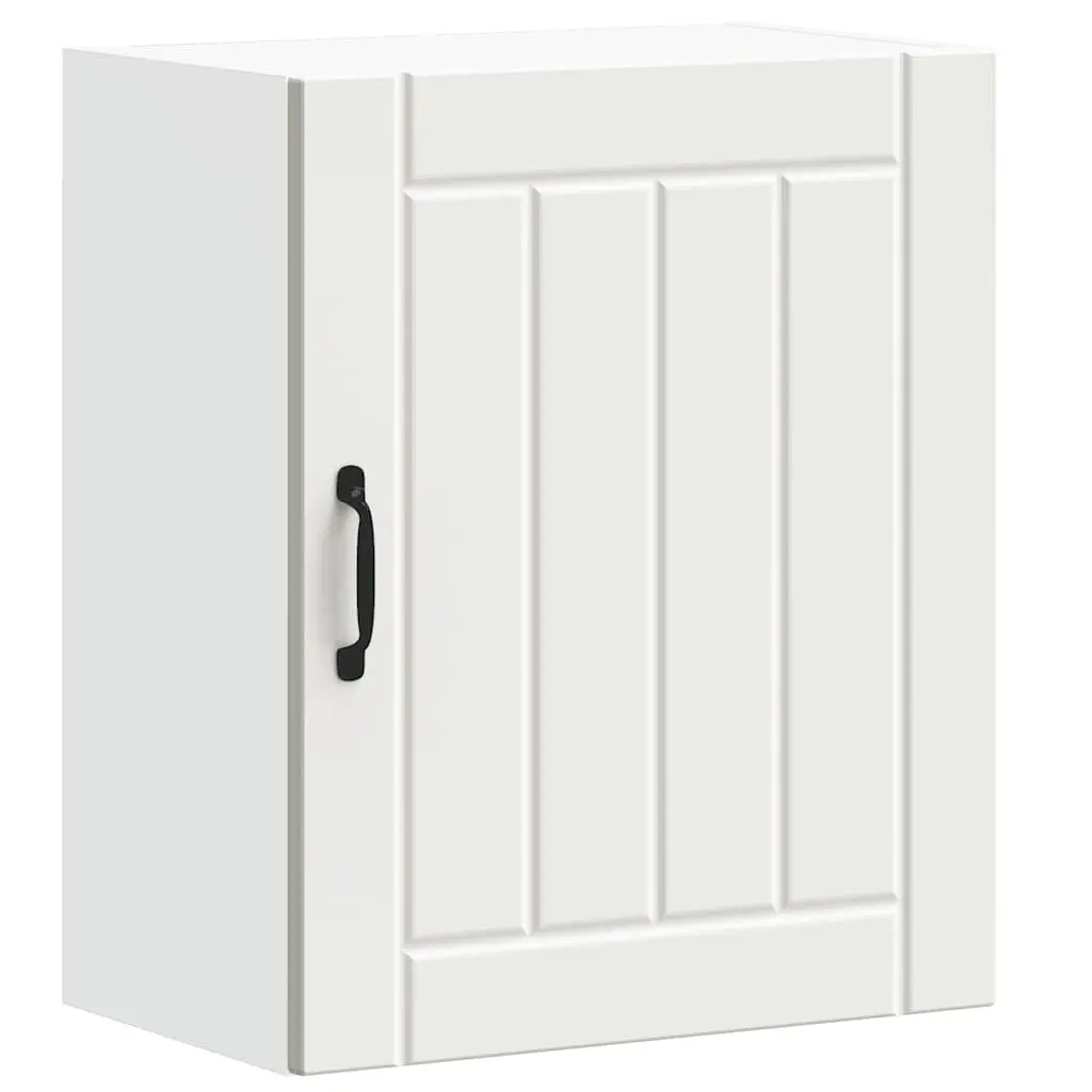 White Engineered Wood Kitchen Wall Cabinets 2 pcs