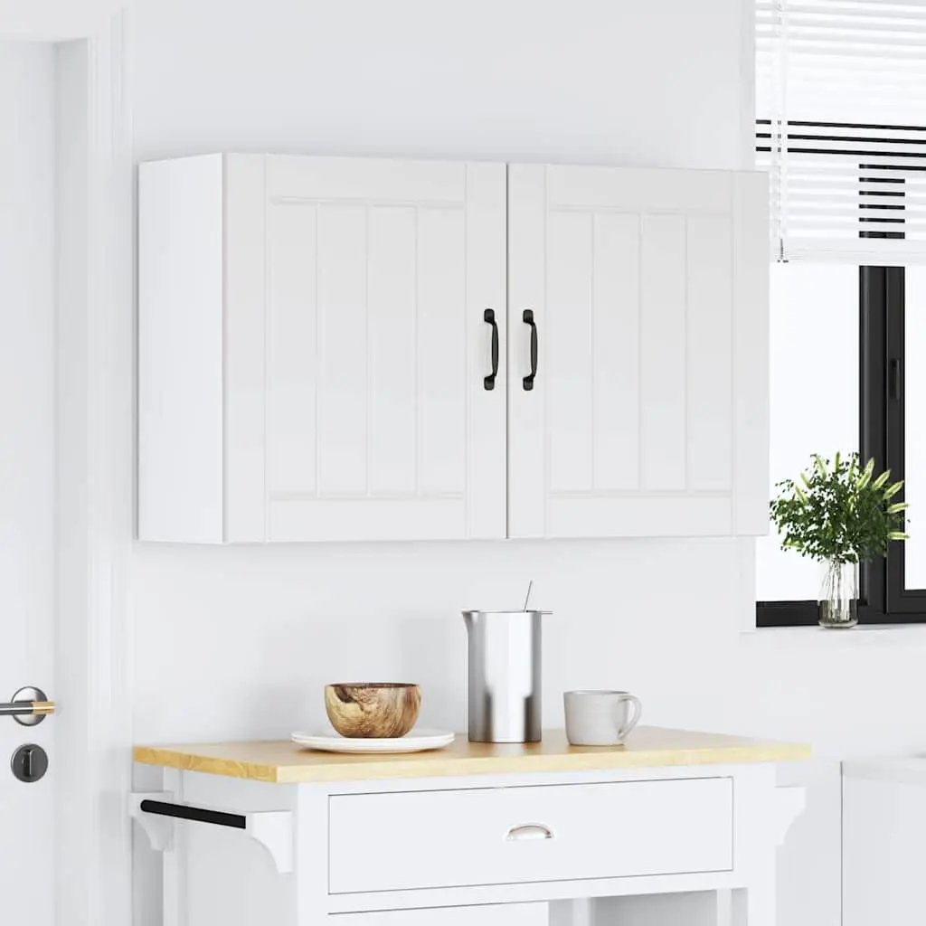 White Engineered Wood Kitchen Wall Cabinets 2 pcs