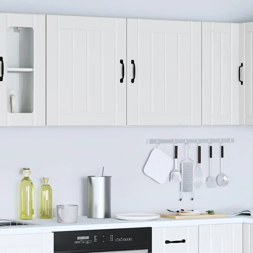White Engineered Wood Kitchen Wall Cabinets 2 pcs