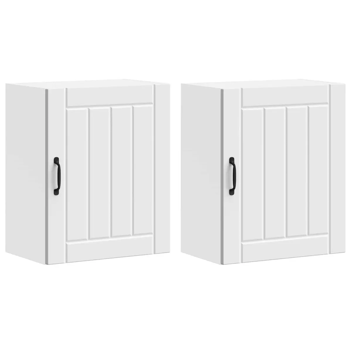 White Engineered Wood Kitchen Wall Cabinets 2 pcs