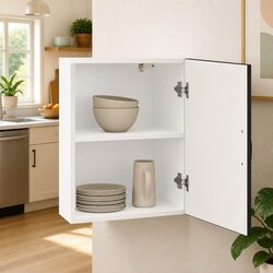 Stylish Black Kitchen Wall Cabinet with Glass Door