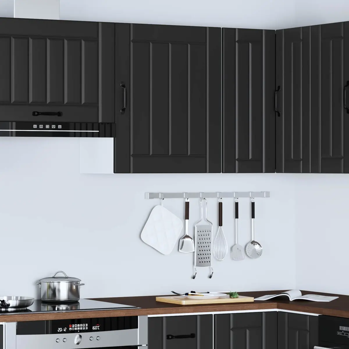 Black Kitchen Wall Cabinet with Glass Door
