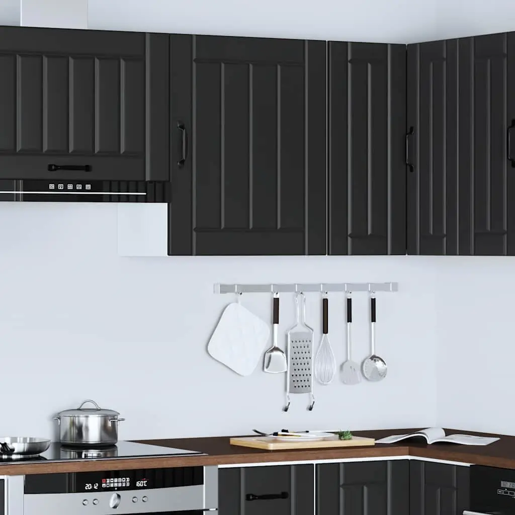 Black Kitchen Wall Cabinet with Glass Door