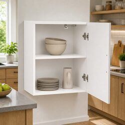 White High Gloss Kitchen Wall Cabinet with Glass Door