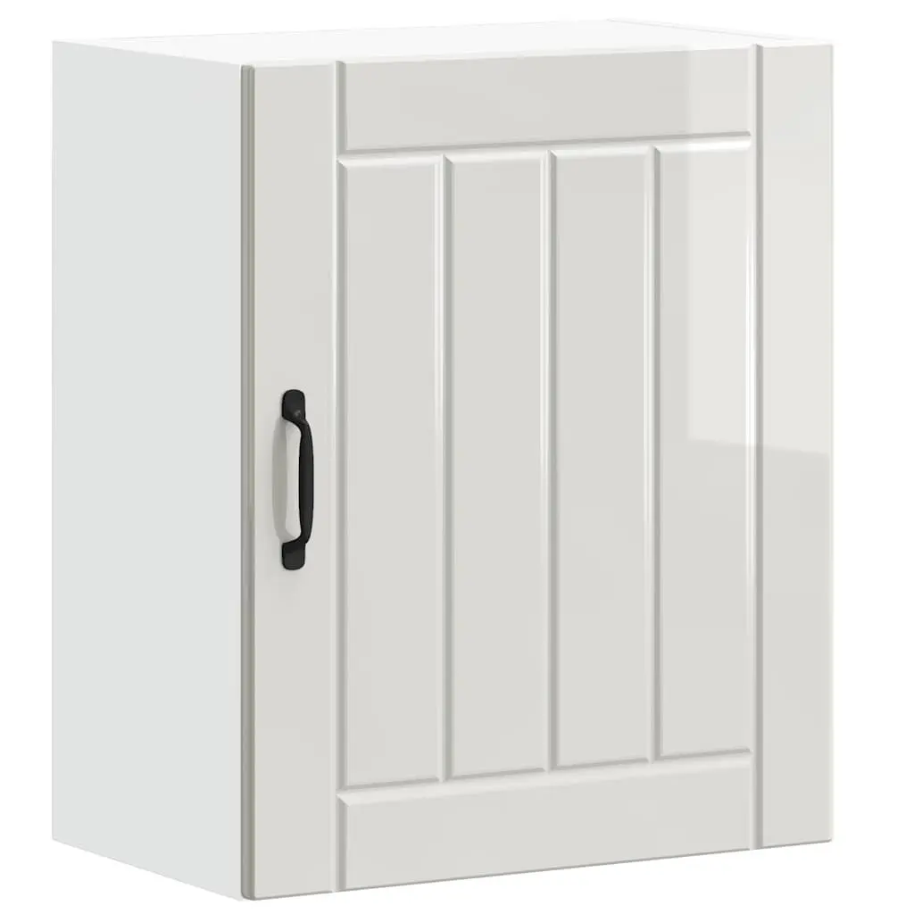 White High Gloss Kitchen Wall Cabinet with Glass Door