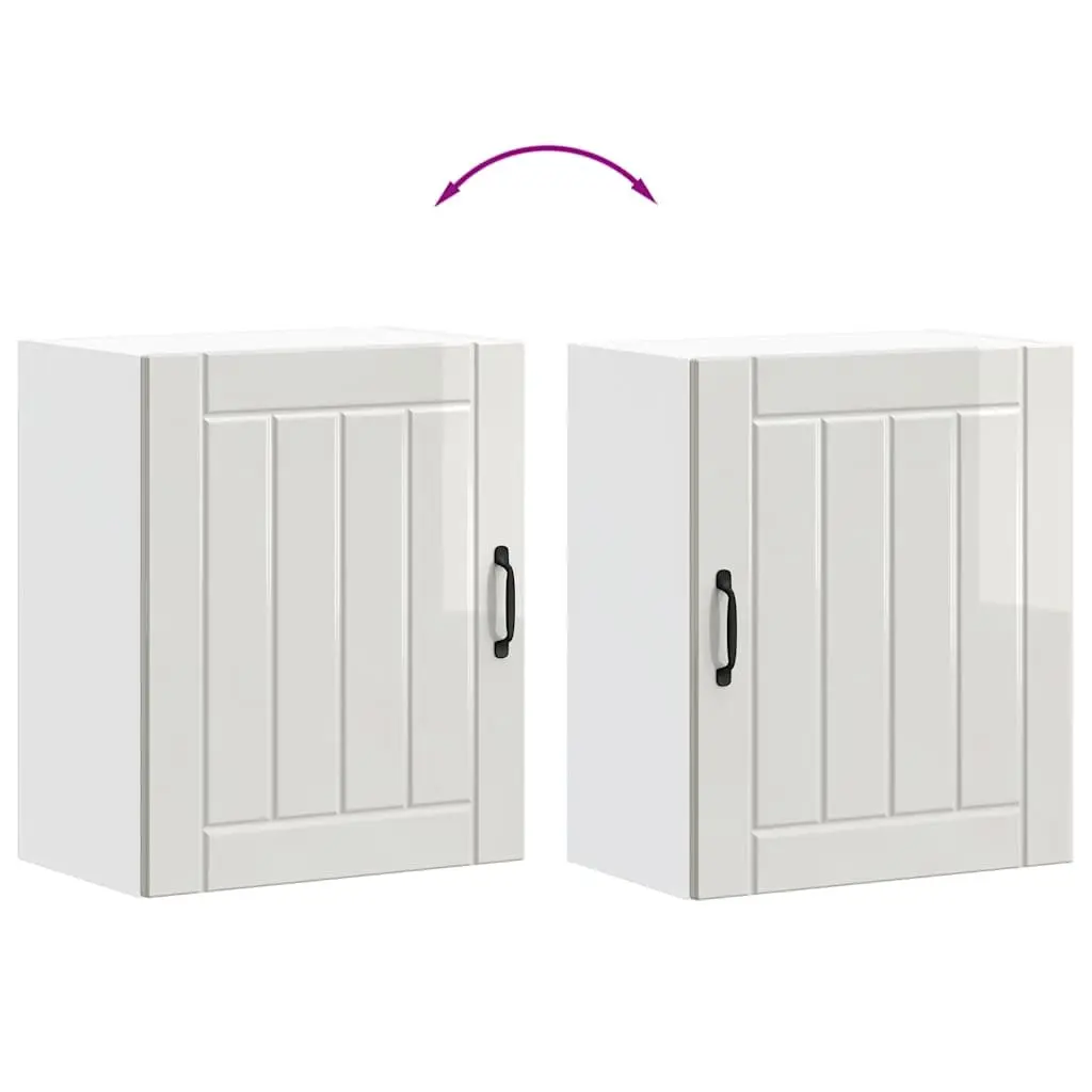 White High Gloss Kitchen Wall Cabinet with Glass Door