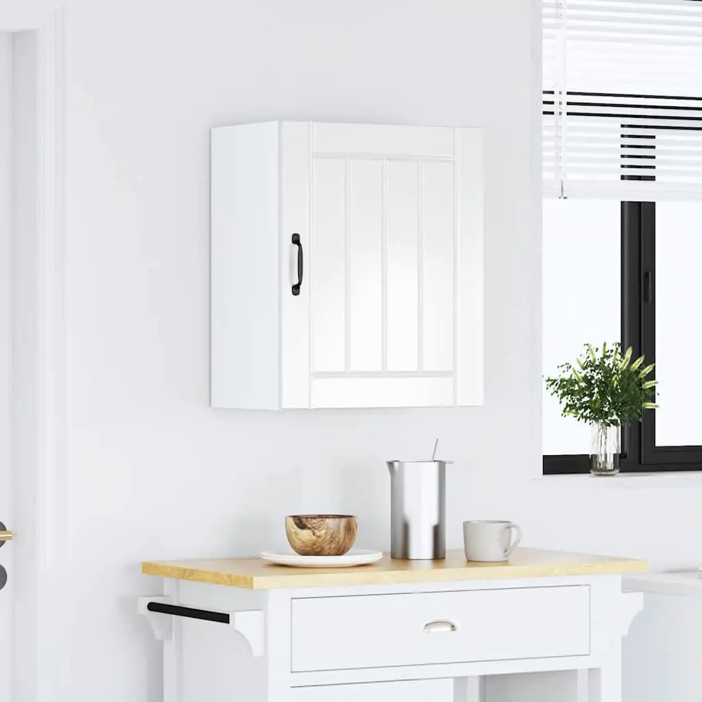 White High Gloss Kitchen Wall Cabinet with Glass Door