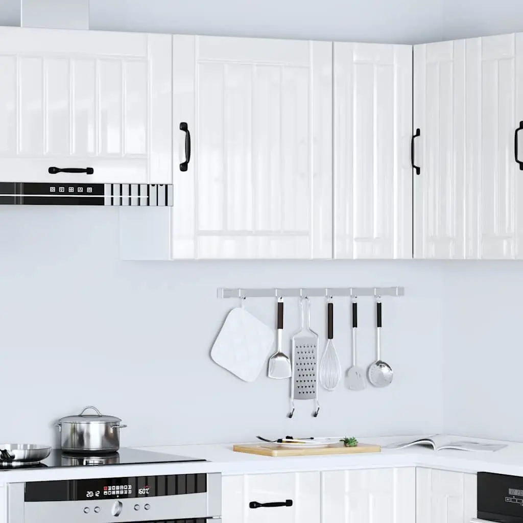 White High Gloss Kitchen Wall Cabinet with Glass Door
