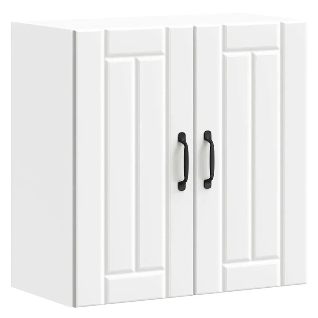 White Engineered Wood Kitchen Wall Cabinet with Glass Door