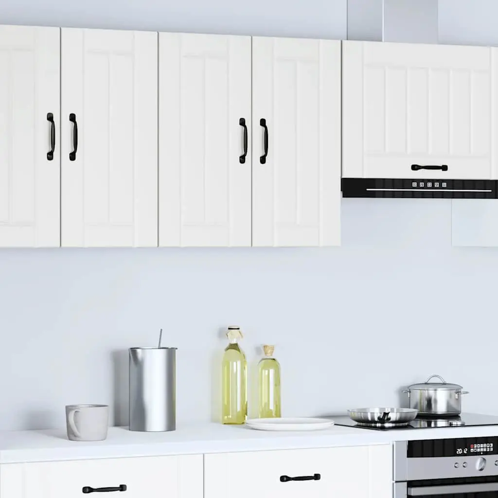White Engineered Wood Kitchen Wall Cabinet with Glass Door