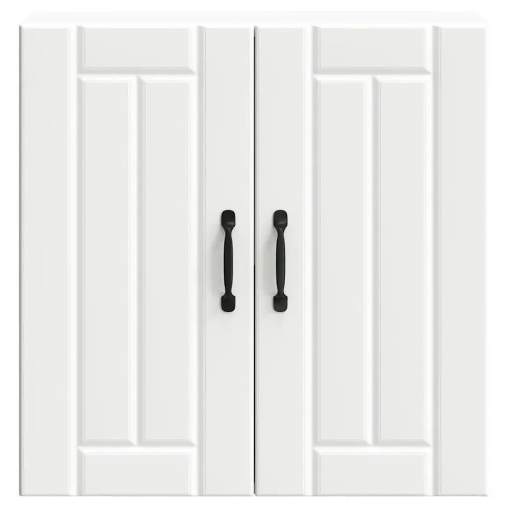 White Engineered Wood Kitchen Wall Cabinet with Glass Door