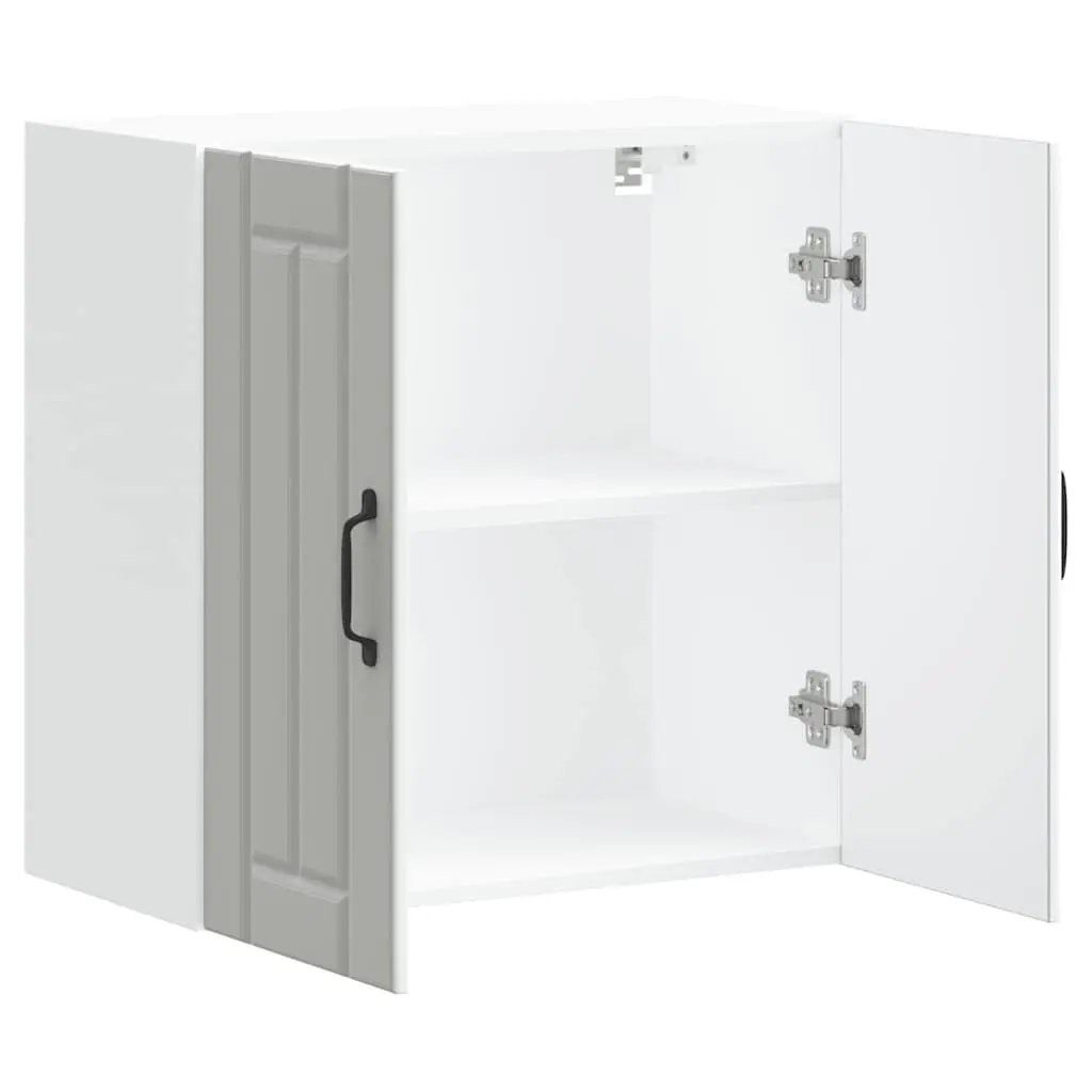 White Engineered Wood Kitchen Wall Cabinet with Glass Door