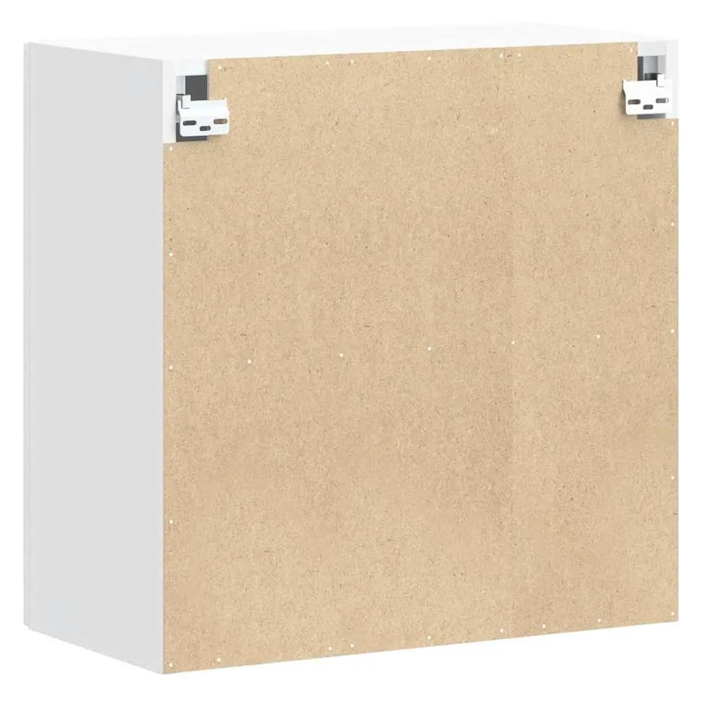 White Engineered Wood Kitchen Wall Cabinet with Glass Door