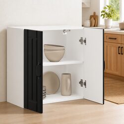 Black Engineered Wood Wall-Mounted Kitchen Cabinet