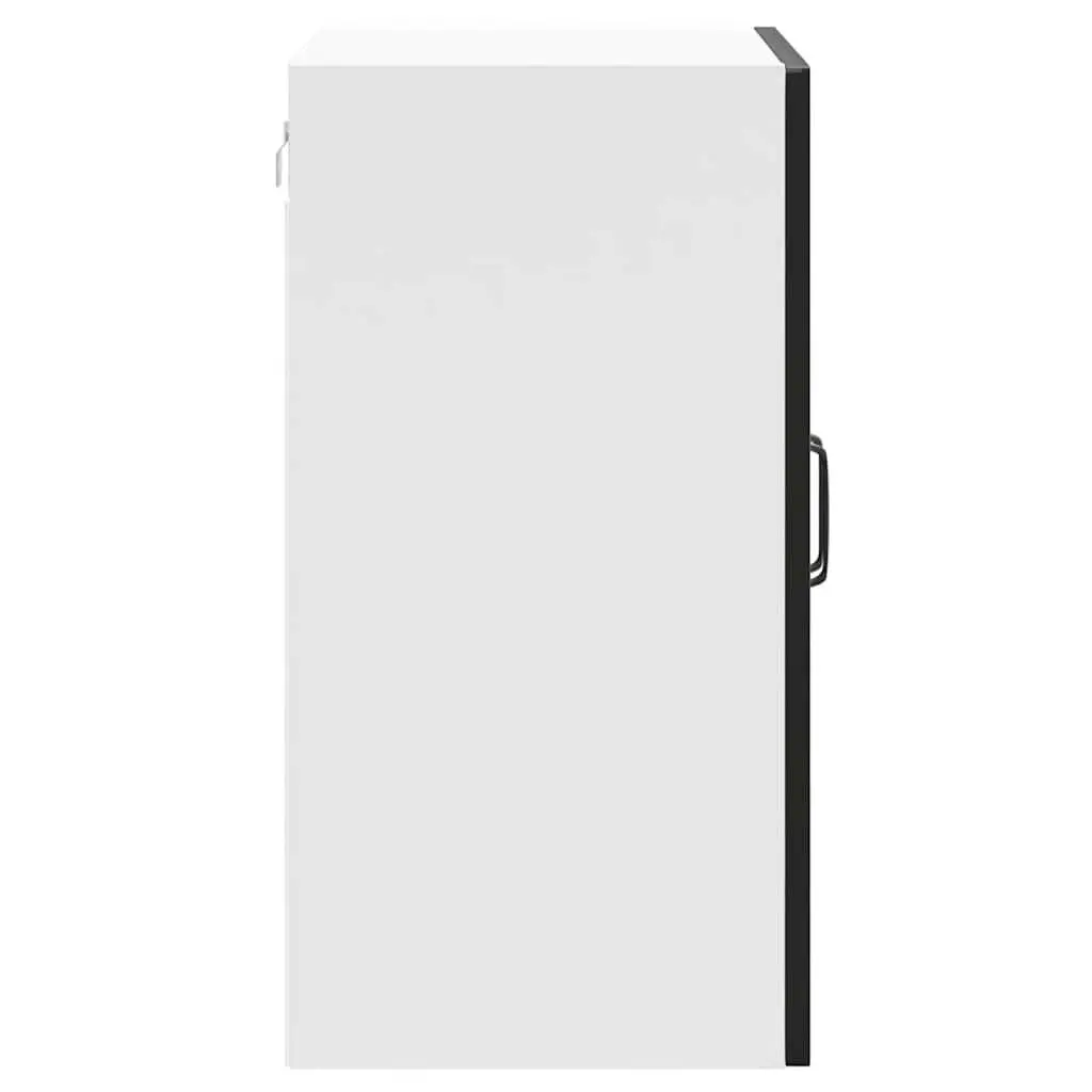 Kitchen Cabinet Black Wall-Mounted Engineered Wood Glass Door