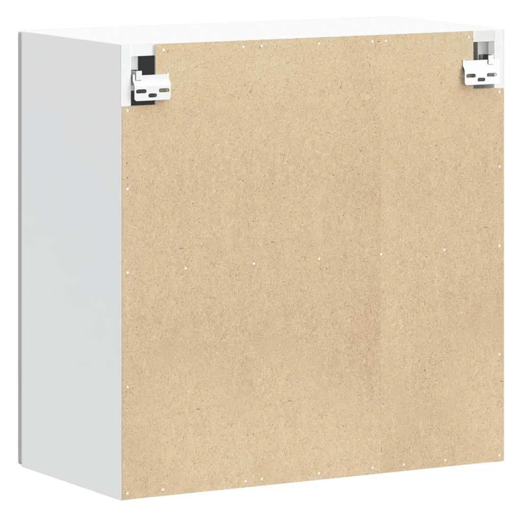 Kitchen Wall Cabinet White High Gloss Engineered Wood Glass Door Wall-Mounted Storage