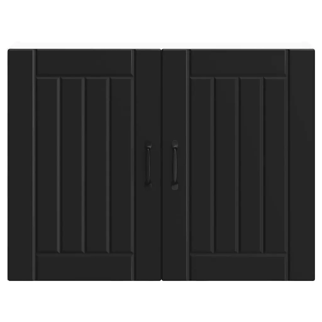 Black Engineered Wood Kitchen Wall Cabinet with Glass Door