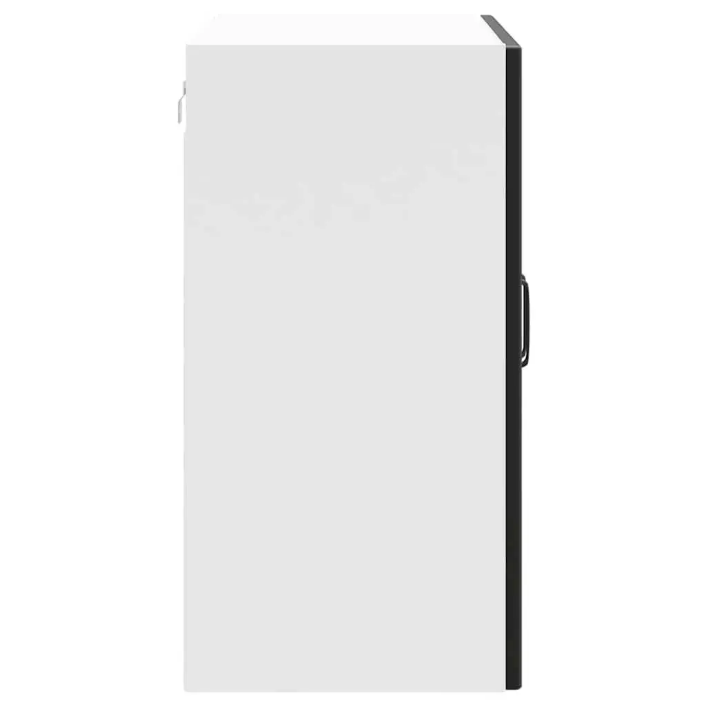 Black Engineered Wood Kitchen Wall Cabinet with Glass Door
