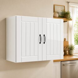 White Engineered Wood Wall-Mounted Kitchen Cabinet