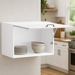 White Glass Door Kitchen Wall Cabinet for Storage