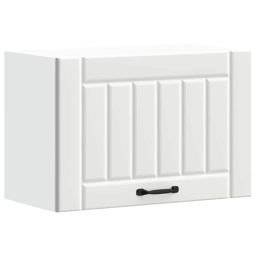 Wall-Mounted Cabinet White Engineered Wood Glass Door Kitchen Storage Organizer