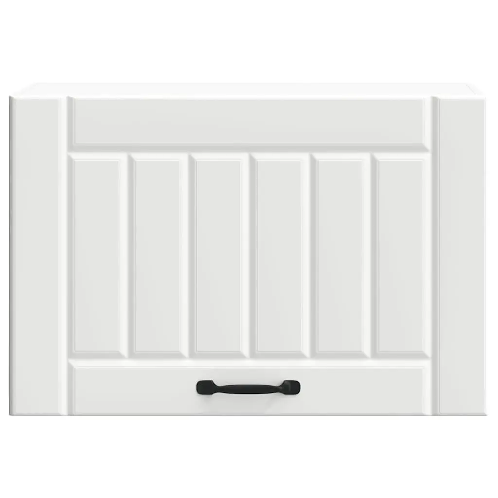 Wall-Mounted Cabinet White Engineered Wood Glass Door Kitchen Storage Organizer