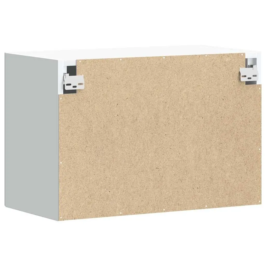 Wall-Mounted Cabinet White Engineered Wood Glass Door Kitchen Storage Organizer
