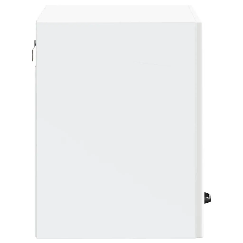 Wall-Mounted Cabinet White Engineered Wood Glass Door Kitchen Storage Organizer