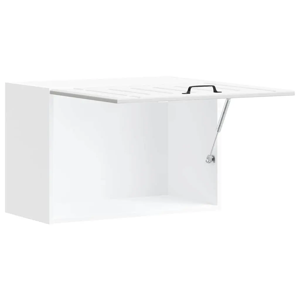 Wall-Mounted Cabinet White Engineered Wood Glass Door Kitchen Storage Organizer