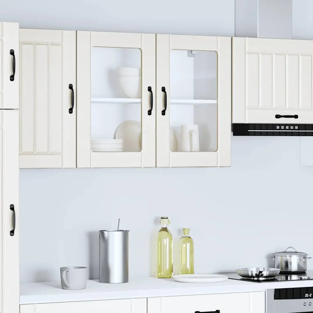 White Engineered Wood Kitchen Wall Cabinet with Glass Door