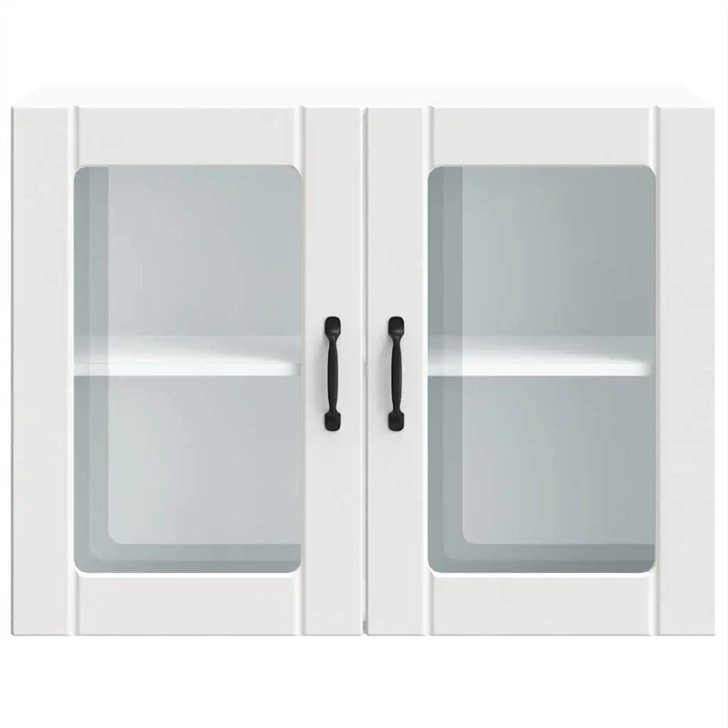 White Engineered Wood Kitchen Wall Cabinet with Glass Door