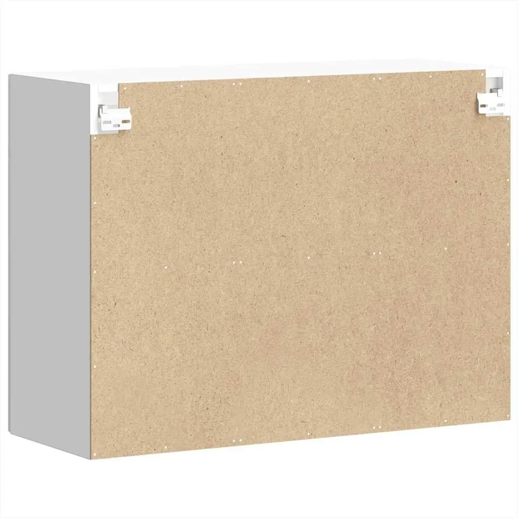 White Engineered Wood Kitchen Wall Cabinet with Glass Door