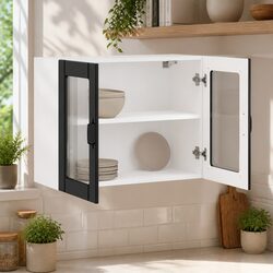 Elegant Black Kitchen Wall Cabinet with Glass Door