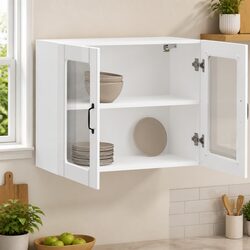 High Gloss White Kitchen Wall Cabinet with Glass Door