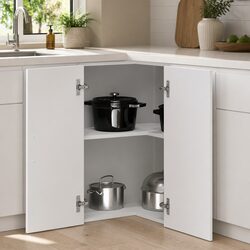 White Wall-Mounted Kitchen Corner Cabinet for Storage