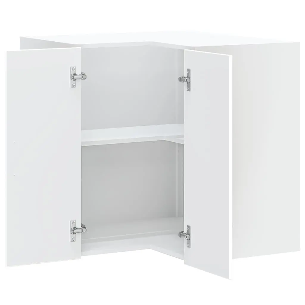 White Wall-Mounted Kitchen Corner Cabinet for Storage