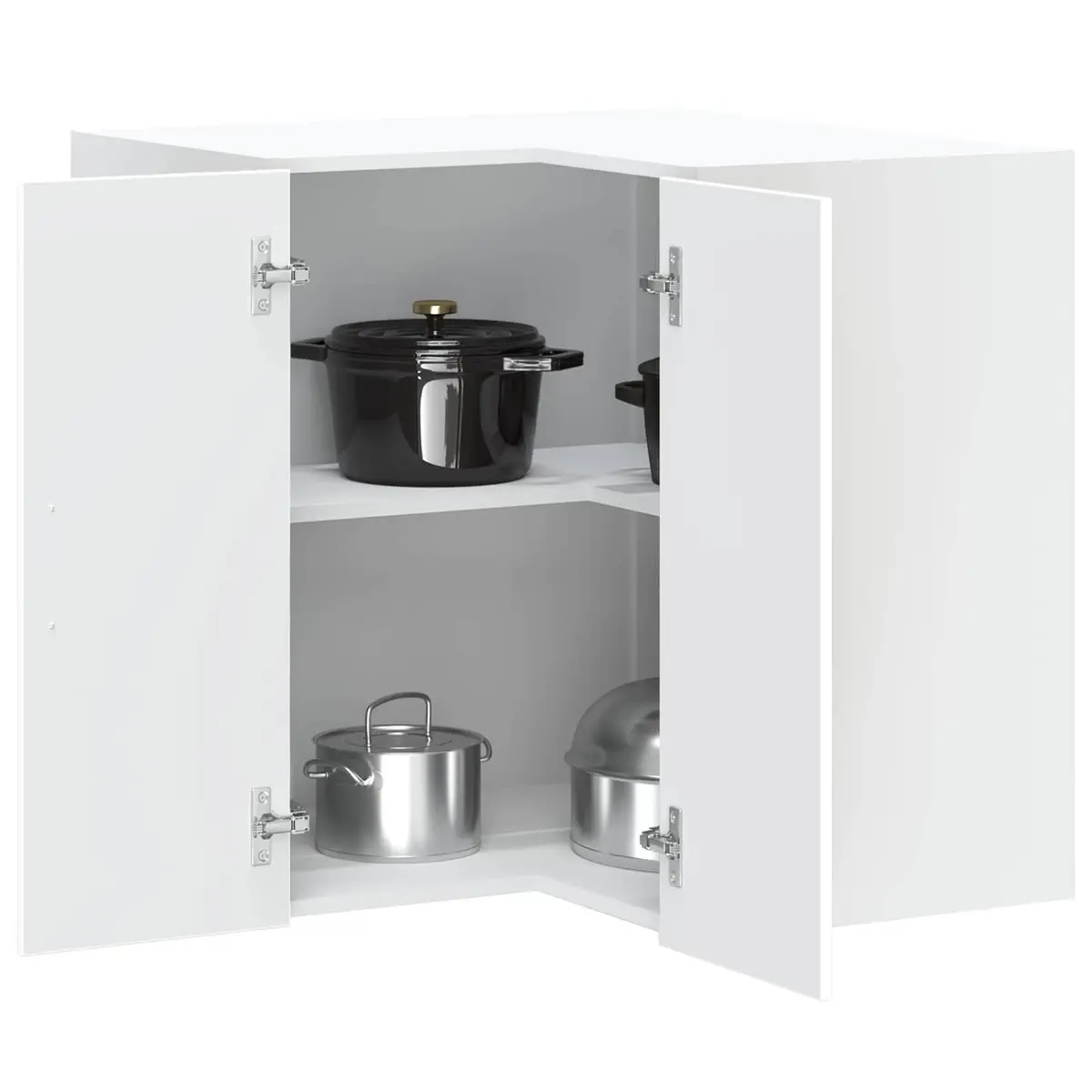 White Wall-Mounted Kitchen Corner Cabinet for Storage