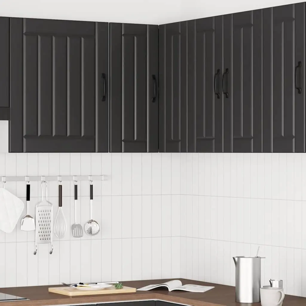 Black Engineered Wood Kitchen Corner Cabinet