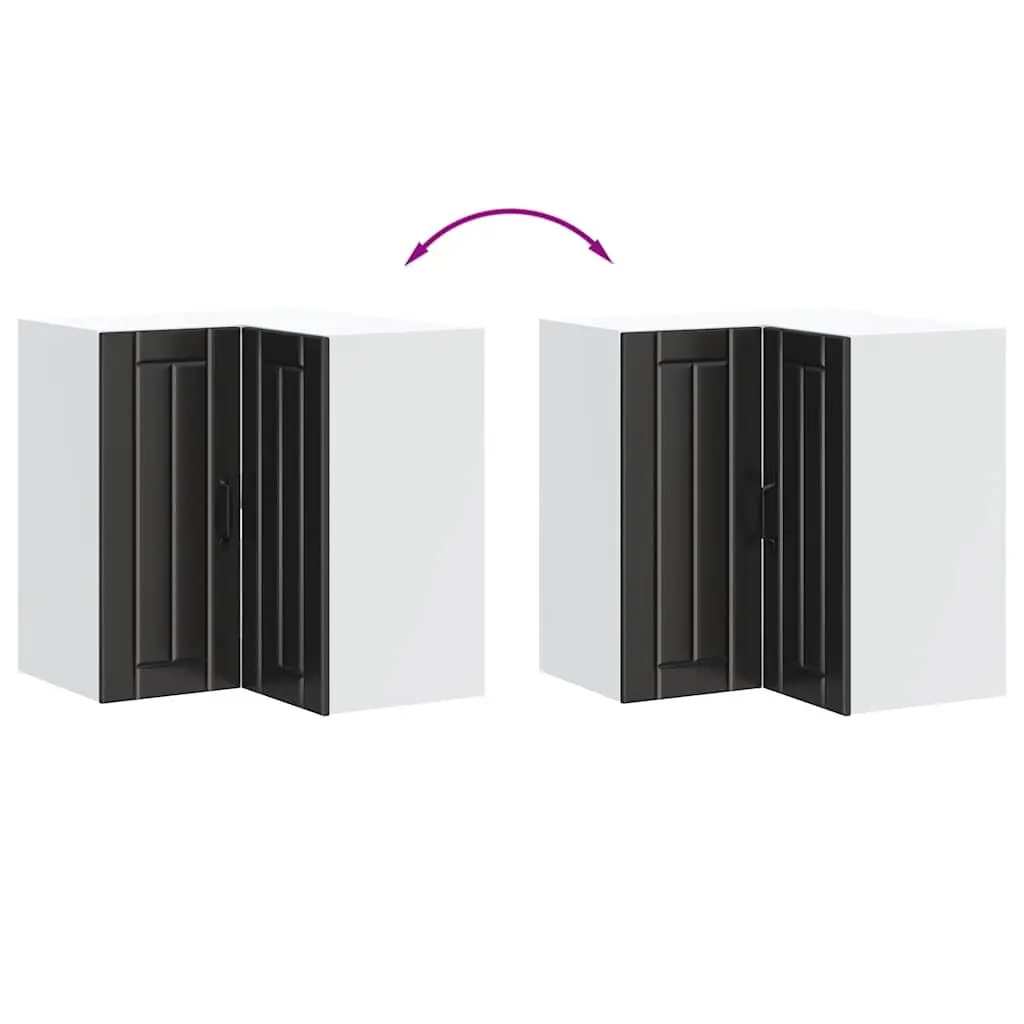 Black Engineered Wood Kitchen Corner Cabinet