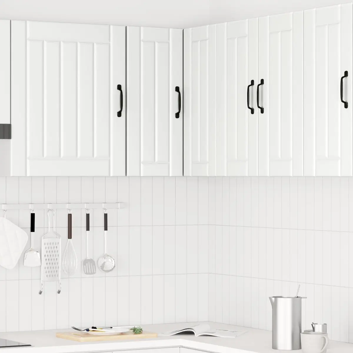 White High Gloss Corner Cabinet for Kitchens
