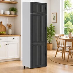 Black Engineered Wood Kitchen Cupboard with Storage Doors