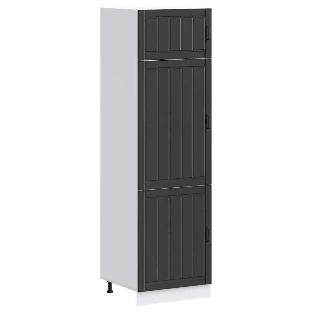 Kitchen Cabinet Black Engineered Wood Cupboard Storage Adjustable Feet