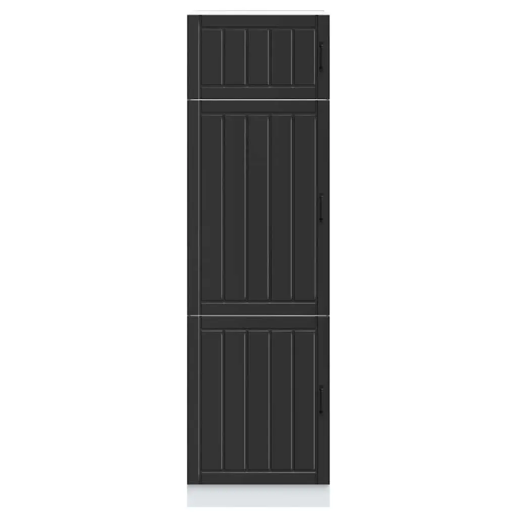 Kitchen Cabinet Black Engineered Wood Cupboard Storage Adjustable Feet