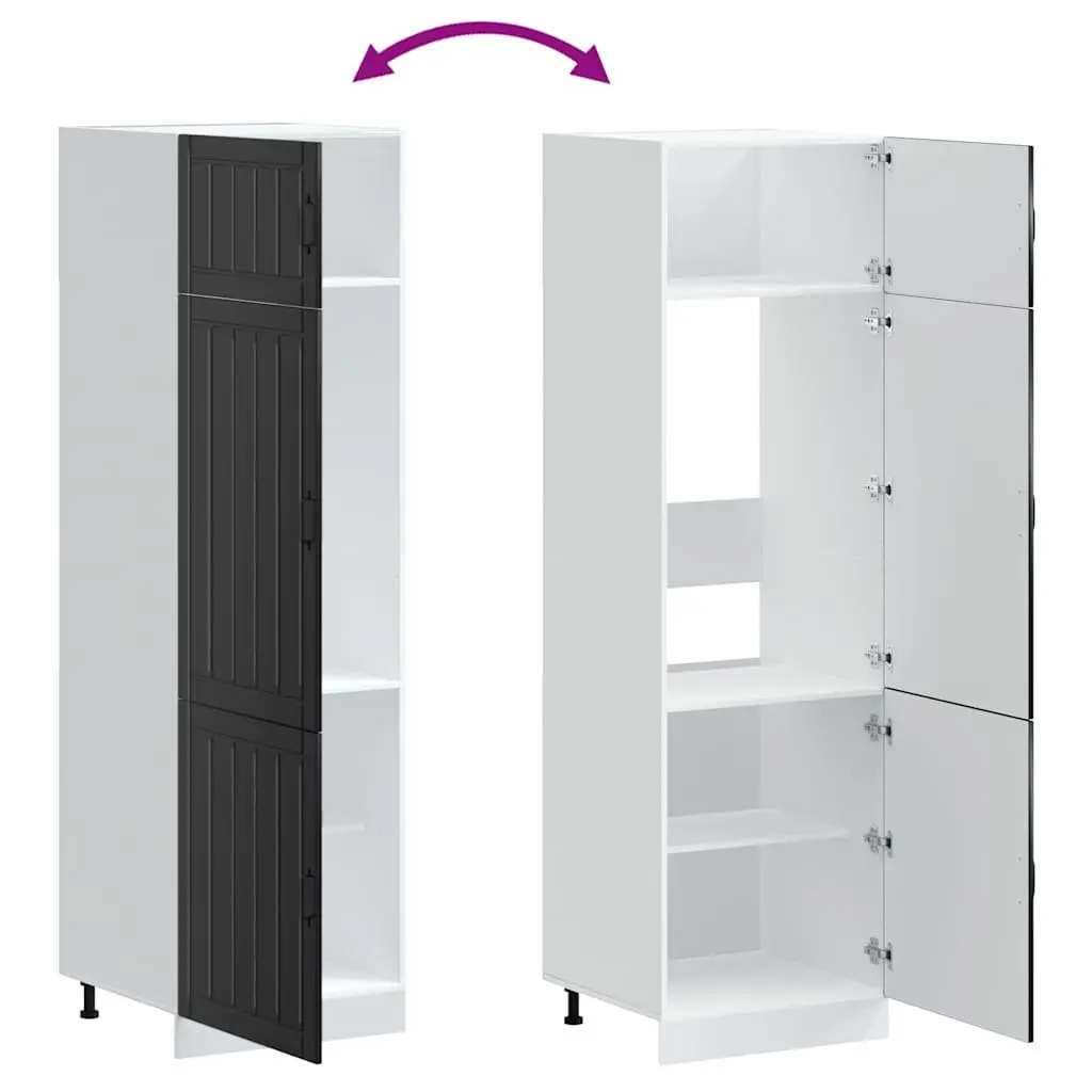 Kitchen Cabinet Black Engineered Wood Cupboard Storage Adjustable Feet