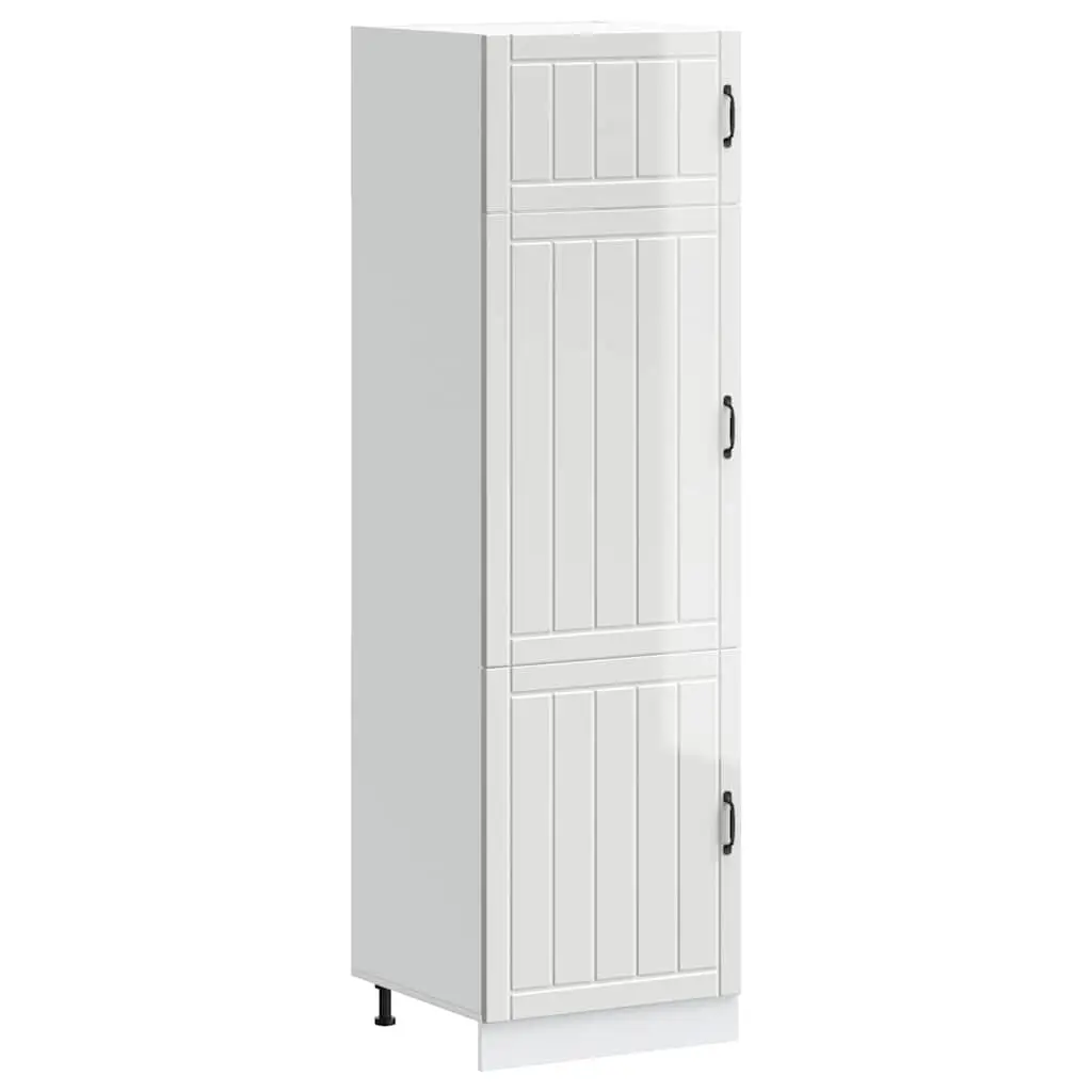 Kitchen Cupboard White High Gloss Storage Cabinet Engineered Wood Doors